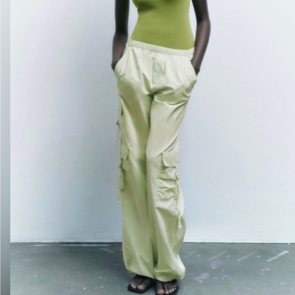 Zara Light Green Wide Leg Pants